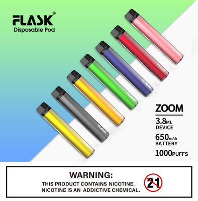 Λεπτό FDA μανδρών ψεκαστήρων λοβών μπαταριών 1000puffs μίας χρήσης εγκεκριμένο