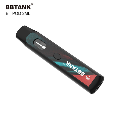 Το μίας χρήσης Vape κουμπί συσκευών 2ml συνήθειας THC προθερμαίνει την κεραμική σπείρα λειτουργίας καμία απόφραξη